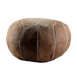 MyTindy Moroccan Leather Pouf Natural Tan, view 3