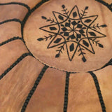 MyTindy Moroccan leather Pouf , Natural With Black Stitchin, view 3