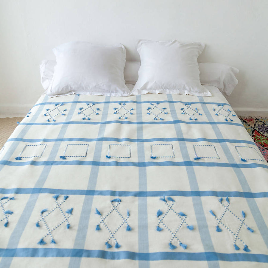 MyTindy Moroccan Light Blue Bed Spread
