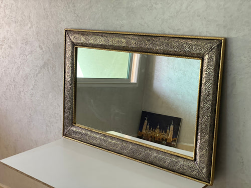 MyTindy Moroccan Mirror - wall mirror - large mirror silver and Gold color - handmade mirror - engraved Brass - free worldwide shipping