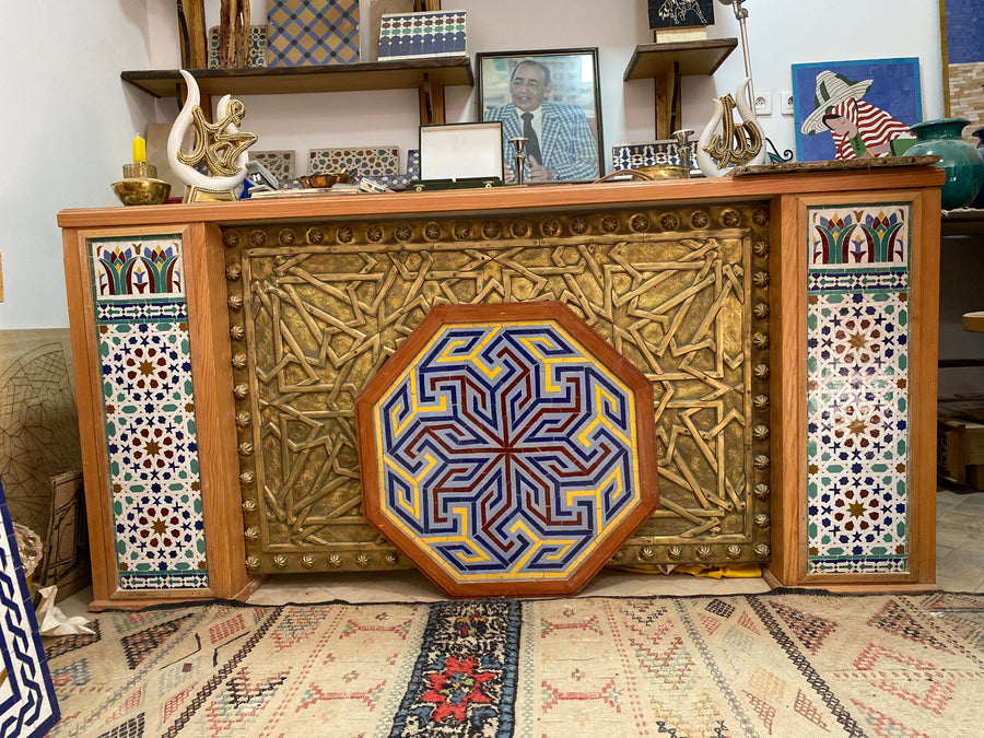 MyTindy Moroccan mosaic in Alhambra palace mosaic wall hanging with wooden frame , wall decor mosaic art, tiles clay wall art . Alhambra