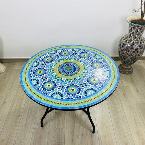 MyTindy Moroccan Mosaic table round for outdoor and indoor 100% handcrafted mandala design Costume height