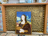MyTindy Moroccan mosaic wall hanging with Metal frame, small mosaic pieces Mona Lisa art work , wall mosaic decor mosaic art , tiles clay wall art, view 3