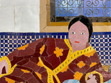 MyTindy Moroccan mosaic wall hanging with Metal frame, small mosaic pieces Moroccan woman art work , wall mosaic decor mosaic art , tiles clay wall, view 3