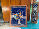 MyTindy Moroccan mosaic wall hanging with wooden frame, small mosaic pieces birds on a tree, wall mosaic decor mosaic art , tiles clay wall art, view 4