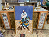 MyTindy Moroccan mosaic wall hanging with wooden frame, small mosaic pieces horse Fantasia , wall mosaic decor mosaic art , tiles clay wall art, view 5