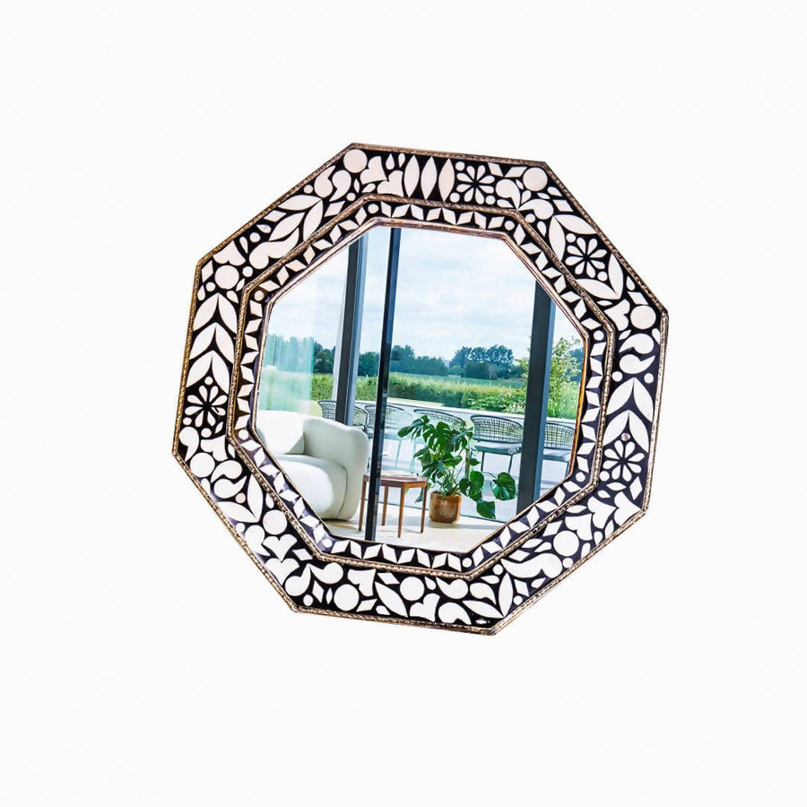 MyTindy Moroccan Octagonal Mirror Made with Copper Bones and Resin