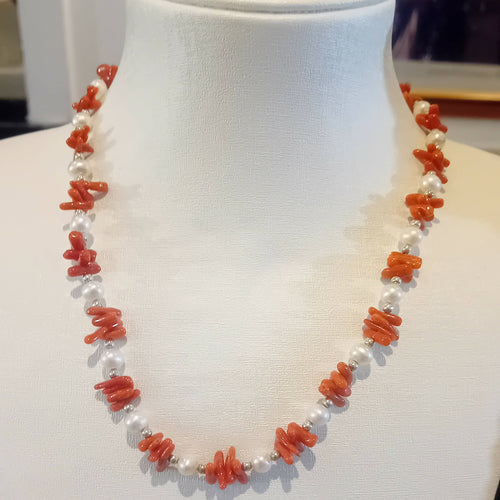 MyTindy Moroccan pearl and coral necklace