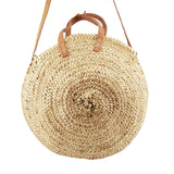 MyTindy Moroccan Round Straw Bag With Double Leather Handle, view 2
