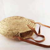 MyTindy Moroccan Round Straw Bag With Double Leather Handle, view 3