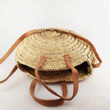 MyTindy Moroccan Round Straw Bag With Double Leather Handle, view 4