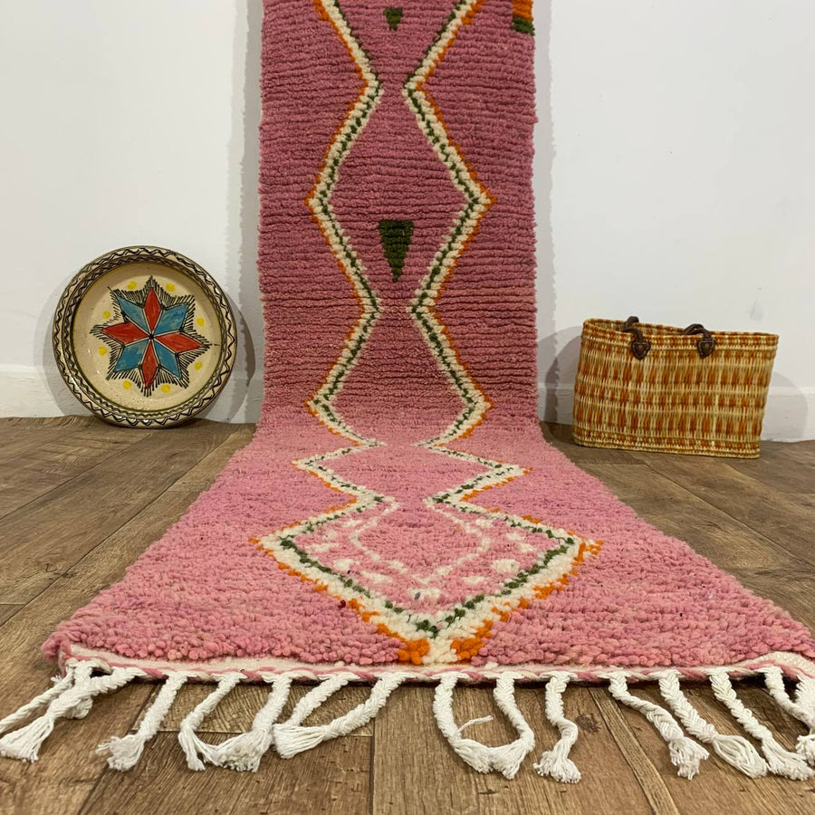 MyTindy Moroccan rug Style Azilal rug 2x10 ft Handmade rug Berber rug