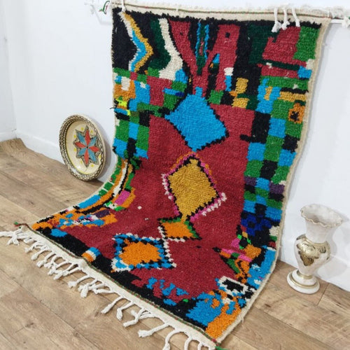 MyTindy Moroccan rug Style Azilal rug 3x5 ft Handmade rug Berber rug