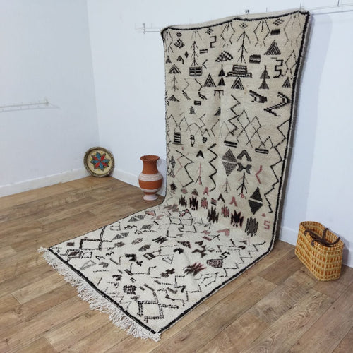MyTindy Moroccan rug Beni Ouarain rug 4x10 ft Handmade rug Berber rug