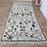 MyTindy Moroccan rug Beni Ouarain rug 4x10 ft Handmade rug Berber rug, view 2