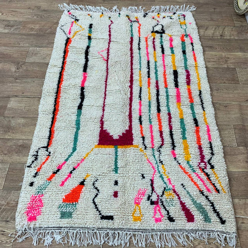 MyTindy Moroccan rug Style Azilal rug 4x6 ft Handmade rug Berber rug