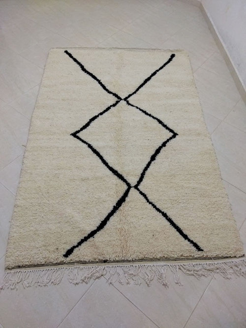 MyTindy Moroccan rug Beni Ouarain rug 4x7 ft Handmade rug Berber rug