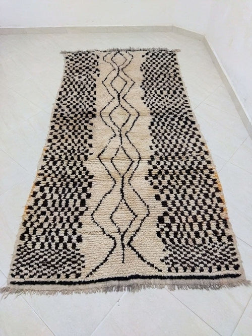 MyTindy Moroccan rug Beni Ouarain rug 4x8 ft Handmade rug Berber rug