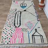 MyTindy Authentic Moroccan rug Style Azilal rug 4x9 ft Handmade rug Berber rug, view 3