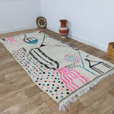 MyTindy Authentic Moroccan rug Style Azilal rug 4x9 ft Handmade rug Berber rug, view 4