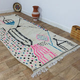 MyTindy Authentic Moroccan rug Style Azilal rug 4x9 ft Handmade rug Berber rug, view 5