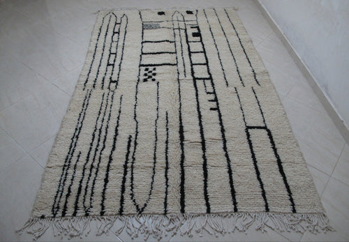 MyTindy Moroccan rug Beni Ouarain rug 5x8 ft Handmade rug Berber rug
