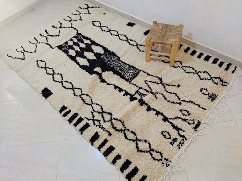 MyTindy Moroccan rug Beni Ouarain rug 5x8 ft Handmade rug Berber rug