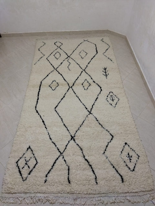 MyTindy Moroccan rug Beni Ouarain rug 5x8 ft Handmade rug Berber rug