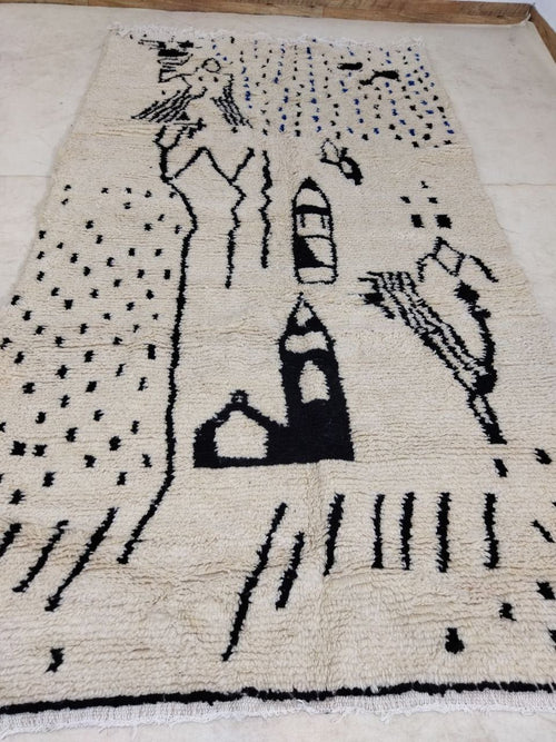 MyTindy Moroccan rug Beni Ouarain rug 5x9 ft Handmade rug Berber rug