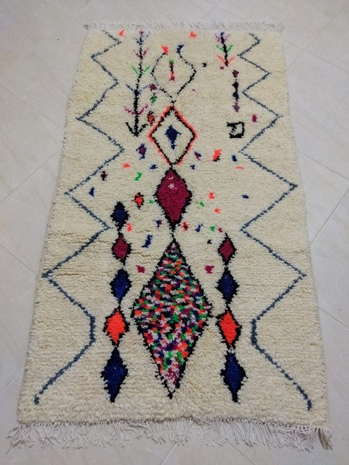 MyTindy Moroccan rug Style Azilal rug 3x5 ft Handmade rug Berber rug