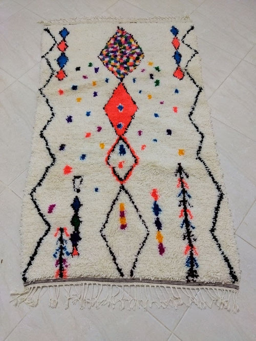 MyTindy Moroccan rug Style Azilal rug 3x5 ft Handmade rug Berber rug
