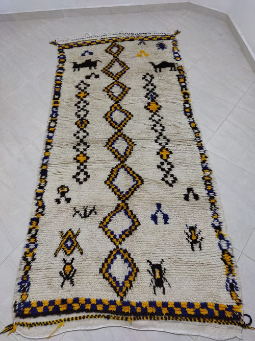 MyTindy Moroccan rug Style Azilal rug 3x8 ft Handmade rug Runner Rug