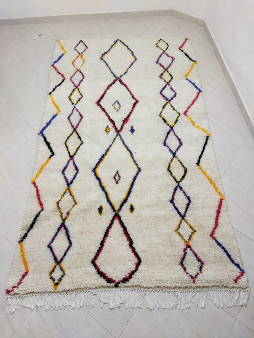 MyTindy Moroccan rug Style Azilal rug 4x5 ft Handmade rug Berber rug