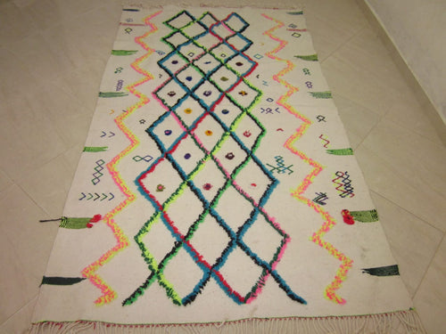 MyTindy Moroccan rug Style Azilal rug 4x7 ft Handmade rug Berber rug