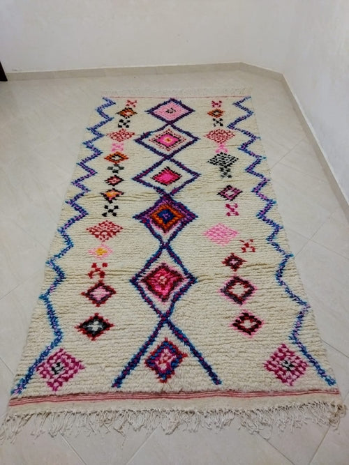 MyTindy Moroccan rug Style Azilal rug 4x8 ft Handmade rug Berber rug