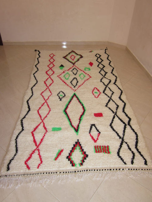 MyTindy Moroccan rug Style Azilal rug 4x8 ft Handmade rug Berber rug