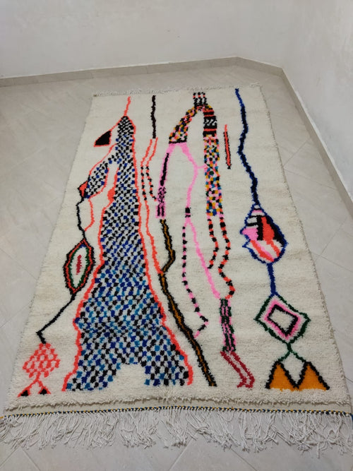 MyTindy Moroccan rug Style Azilal rug 4x8 ft Handmade rug Berber rug