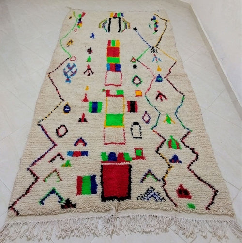 MyTindy Moroccan rug Style Azilal rug 4x8 ft Handmade rug Berber rug