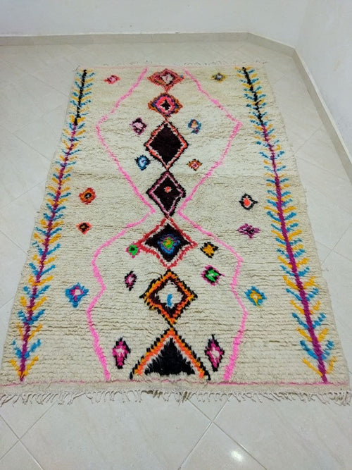 MyTindy Moroccan rug Style Azilal rug 4x8 ft Handmade rug Berber rug