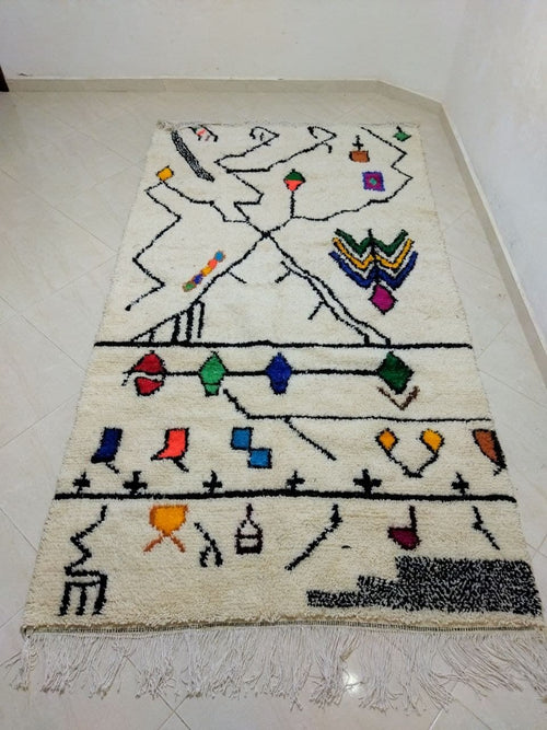 MyTindy Moroccan rug Style Azilal rug 4x8 ft Handmade rug Berber rug
