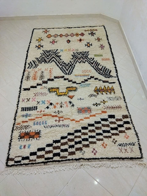 MyTindy Moroccan rug Style Azilal rug 4x8 ft Handmade rug Berber rug