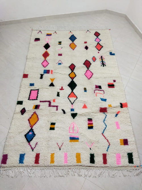 MyTindy Moroccan rug Style Azilal rug 5x8 ft Handmade rug Berber rug