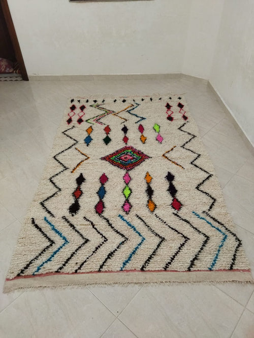 MyTindy Moroccan rug Style Azilal rug 5x8 ft Handmade rug Berber rug