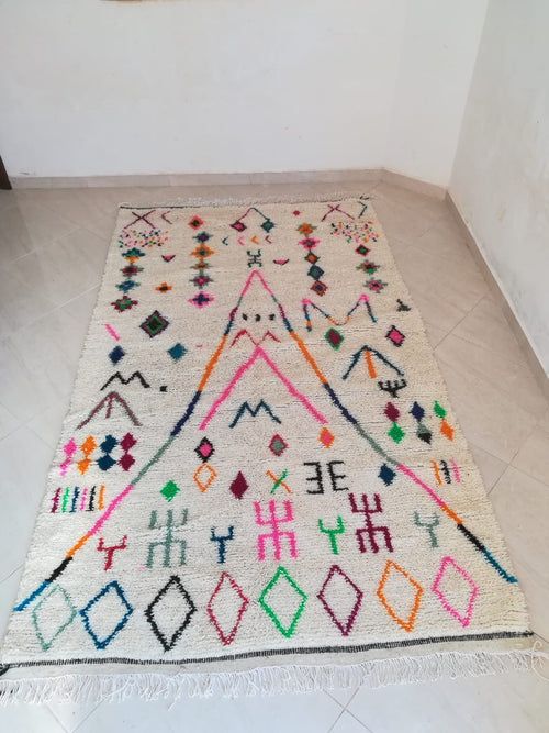MyTindy Moroccan rug Style Azilal rug 5x8 ft Handmade rug Berber rug