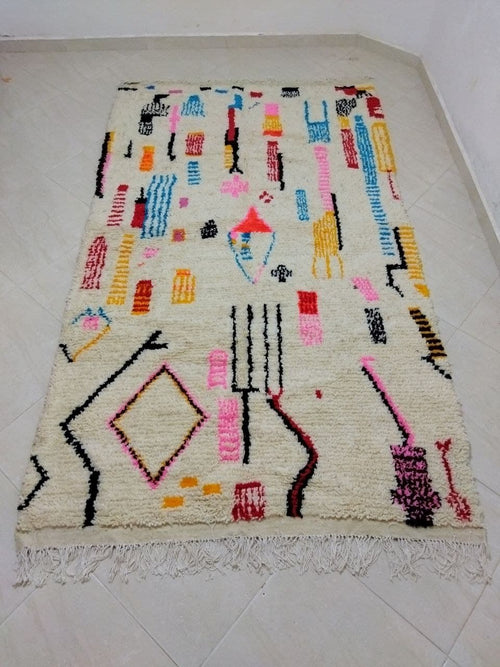 MyTindy Moroccan rug Style Azilal rug 5x8 ft Handmade rug Berber rug