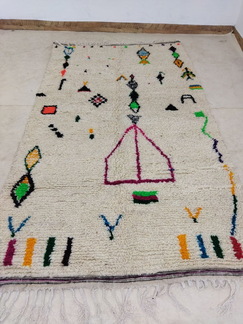 MyTindy Moroccan rug Style Azilal rug 5x8 ft Handmade rug Berber rug