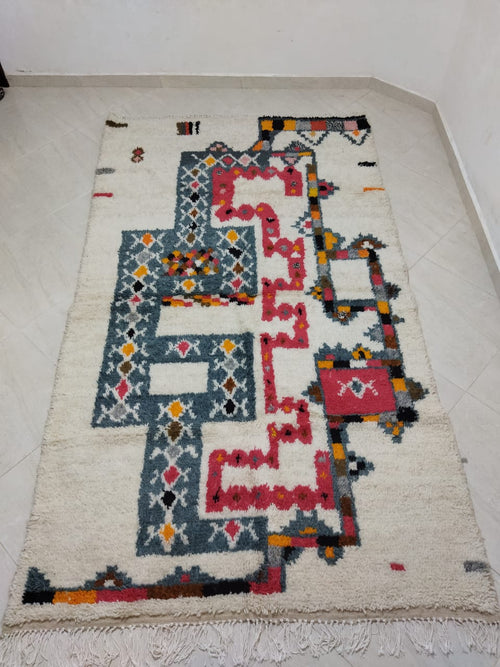 MyTindy Moroccan rug Style Azilal rug 5x8 ft Handmade rug Berber rug
