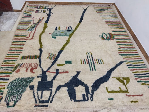 MyTindy Moroccan rug Style Azilal rug 9x11 ft Handmade rug Berber rug
