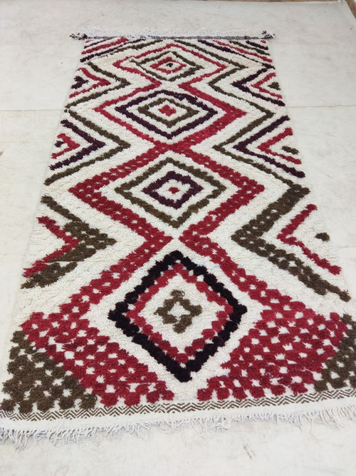 MyTindy Moroccan rug Style Red Azilal rug 4x8 ft Handmade rug Berber rug