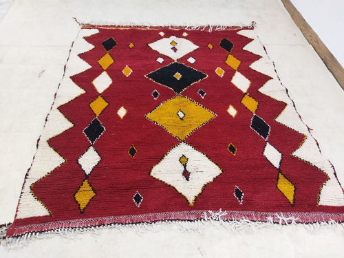 MyTindy Moroccan rug Style Red Azilal rug 5x6 ft Handmade rug Berber rug